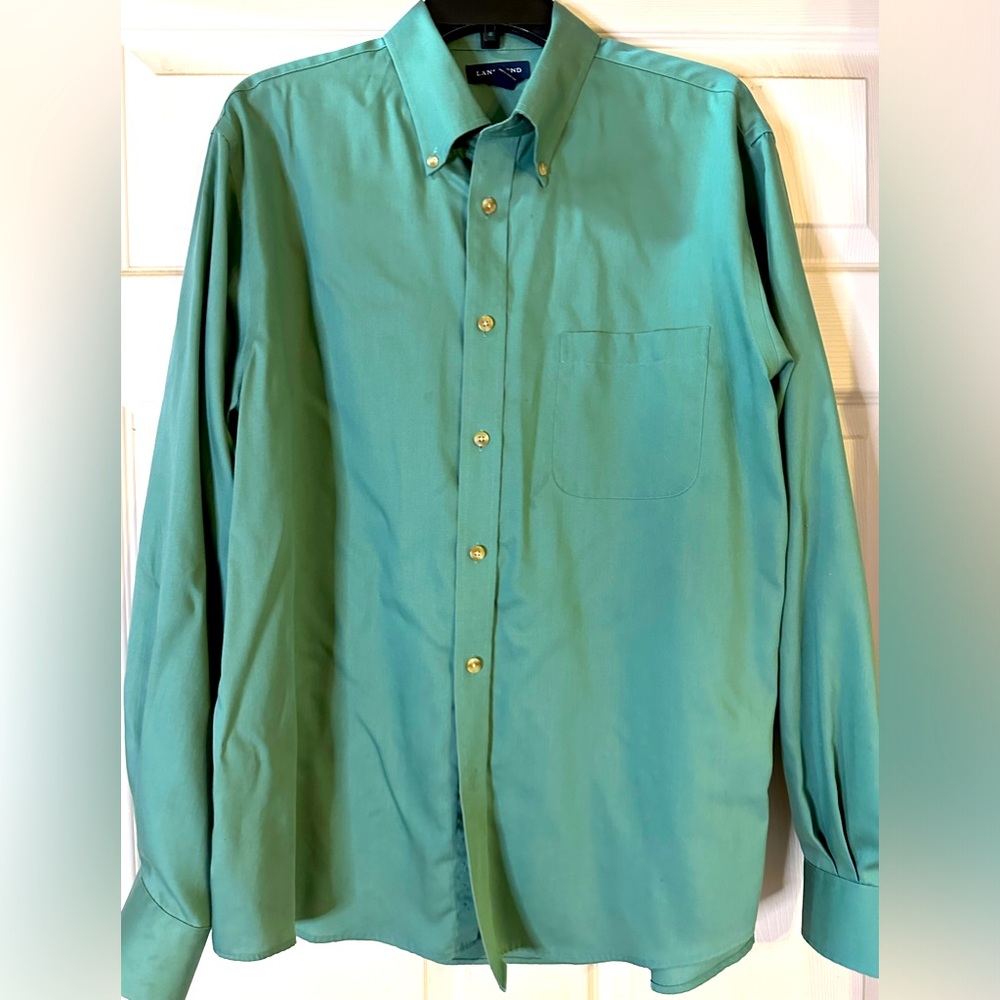 EUC Land's End Men's Green Dress Shirt Size L